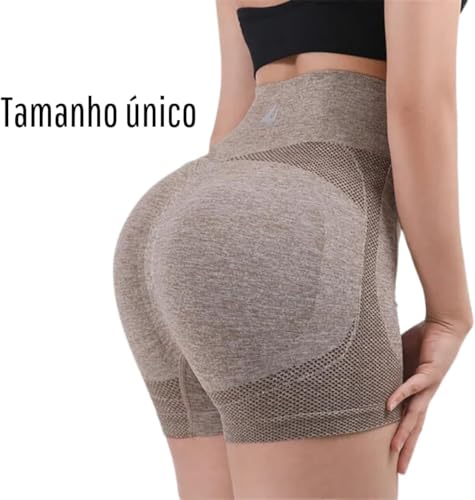 Kit 2 Shorts Feminino Fitness, Alta Compressão, Sem Costura, Cintura Alta, para Academia, Yoga, Corr