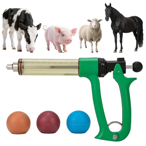 Image of 50ml Semi-Auto Repeating Livestock Syringe Gun, 5 Dose Settings | Ergonomic Grip, Clear Barrel & Luer Lock, Vet Injector for Cattle, Horses, Goats, Sheep & Pigs