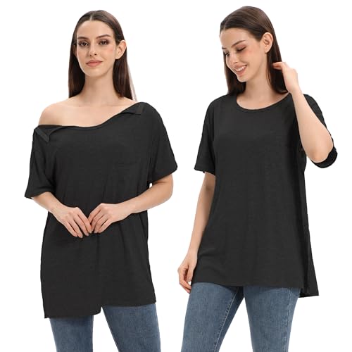 Unisex Post Shoulder Surgery Shirts for Men Rotator Cuff Chest Recovery Shirt Women Full Snap Access Dialysis Chemo Clothing2