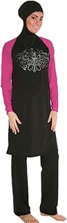 Traje de baño musulmán Modesto señora cubierta completa islámico traje de baño deportes Hijab UV UPF 50+ Burkini Burqini, color Rosa Manga, tamaño XX-Large