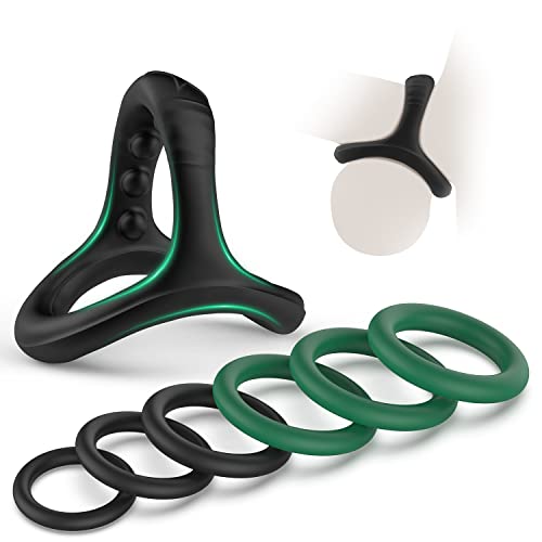 Silicone Penis Rings Set with 7 Different Sizes Cock Rings for Erection Enhancing, Long Lasting Stronger Men Sex Toy, Strechy Adult Sex Toys for Men or Couple (Green)