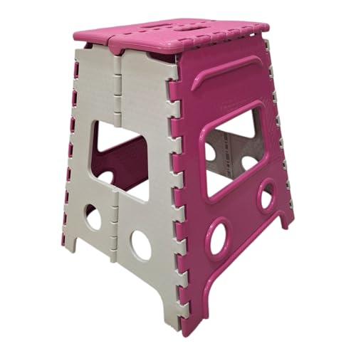 Image of Shah Enterprises Plastic Folding Stool 18 Inch (Pink)