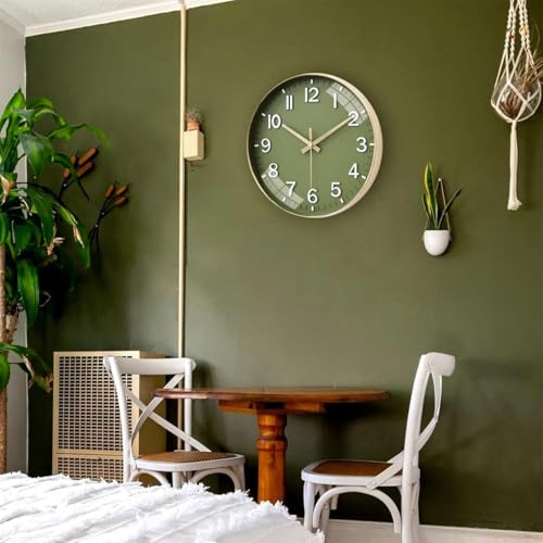 Image of Rylan Plastic Digital Wall Clock 12 inch Silent Quartz Decorative Non-Ticking Classic Clock Battery Operated Round Easy to Read for Room /Home /Kitchen /Bedroom /Office /School (Mehendi)'