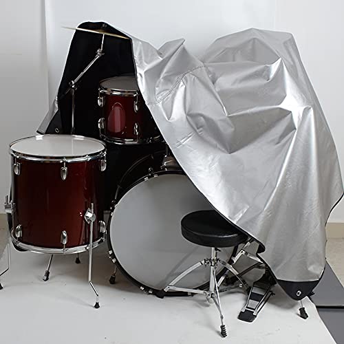 WIOR Drum Set Dust Cover, Black Water Resistant 420D Oxford Fabric Drum Cover with Silver
