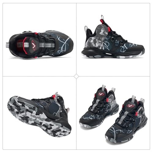 Image of VITUOFLY Kids Basketball Shoes Boys Sneakers Girls Mid-top Sports Shoes | Ankle protection, Non-slip TPR outsole, Cushioned shock-absorbing EVA midsole, Indoor outdoor sports for little & big kids