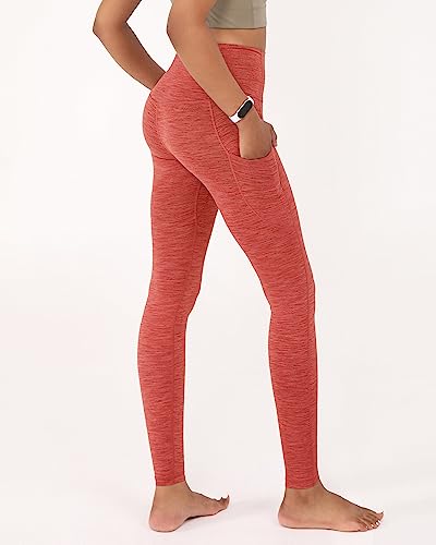 Ododos High Waist Yoga Pants For Women With Pockets, Tummy Control Running Sports Workout Yoga Leggings-25 Inseam, Spacedye Hot Coral, Xx-Large #TOP2