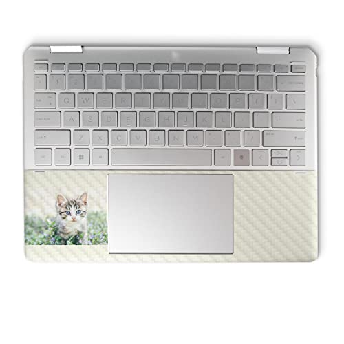 Image of MightySkins Carbon Fiber Skin Compatible with HP Spectre x360 14 inch (2022) Full Wrap Kit - Blue Eyed Kitten | Protective, Durable Textured Carbon Fiber Finish | Easy to Apply | Made in The USA