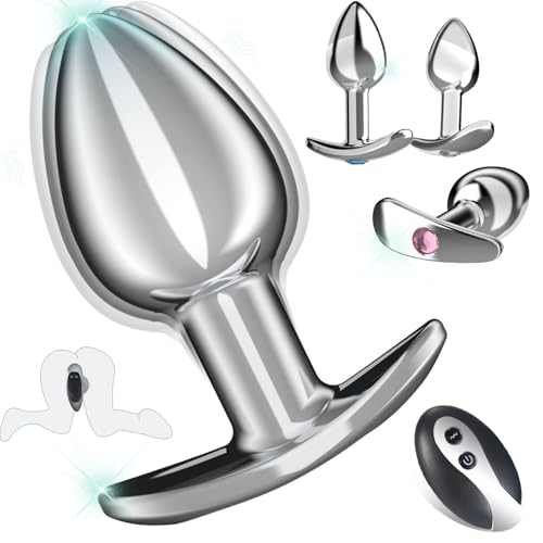 MKPJOY Anal Plug Sex Toys Vibrator4PCS Metal Butt Plug Set Remote-Controlled with 10 Vibration Modes Prostate Stimulation for Men & Women Perfect Adult Pleasure Kit