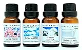 Crazy Candles 4 Bottle Set (Made in USA) 1 April Fresh, 1 Clean Cotton, 1 Fresh Cotton, 1 Washed Linen 1/2 Fl Oz Each (15ml) Premium Grade Scented Fragrance Oils