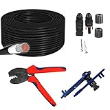 100m ARLI Solarkabel H1Z2Z2-K 4mm² + Crimpzange + 10 Paar Solarstecker/Buchse IP68 1500V für 2,5/4/6mm² + Schraubenschlüssel Werkzeug Set