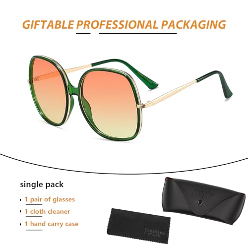 Image of Freckles Mark 70s Super Oversize Square Sunglasses for Women Vintage Rectangular Plastic Frame