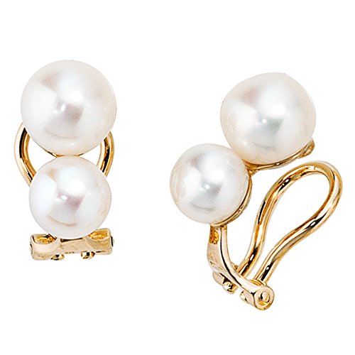 Jobo Damen Ohrclips 585 Gold Gelbgold 4 Süßwasser Perlen Ohrringe Clips Perlenclips Cover