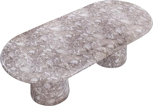 Image of Meridian Furniture 708Brown-T Cosenza Collection Art Deco 96 inch Indoor /Outdoor Concrete Dining Table with Brown Marble Finish, 96 inch W x 44.5 inch D x 30 inch H, Brown
