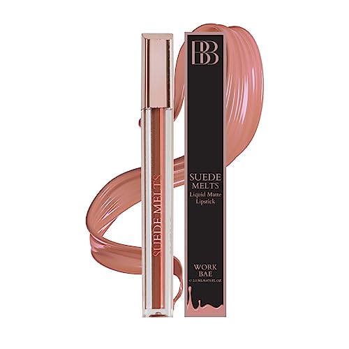 Image of Bergamot Beaute Matte Liquid Lipstick Suede Melts Non Transfer, Waterproof, Kiss Proof Long Lasting Upto 8 + Hours For Women 2.1ml (Work Bae)
