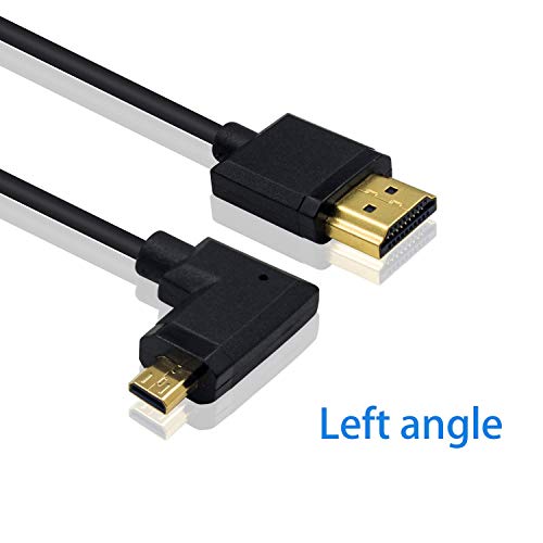 Image of Duttek 4K Micro HDMI to HDMI Coiled Cable 1Ft-4FT, Extreme Slim Left Angled 90 Degree HDMI to Micro HDMI Cable for 1080P, 4K, Ultra HD, 3D Black