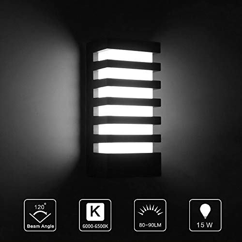 Lemonbest Wall Sconce Modern Porch Light Garden Wall Lamp, Indoor Outdoor Use 15 Watts Led Wall Light Fixture For Corridor Garage Cafe Villas Hotel Lighting thumb #4
