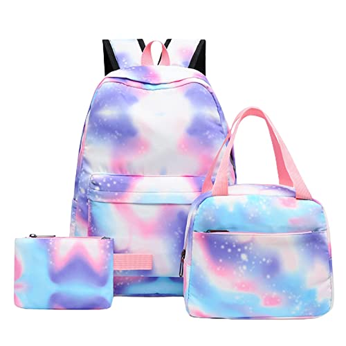 Mineatig Mochila Escolar Niña,Mochila Rainbow, Mochilas Para Niños 3 En 1 Con Bolsa Para El Almuerzo Y Billetera, Para Niñas Adolescentes De Primaria, Secundaria Y Secundaria