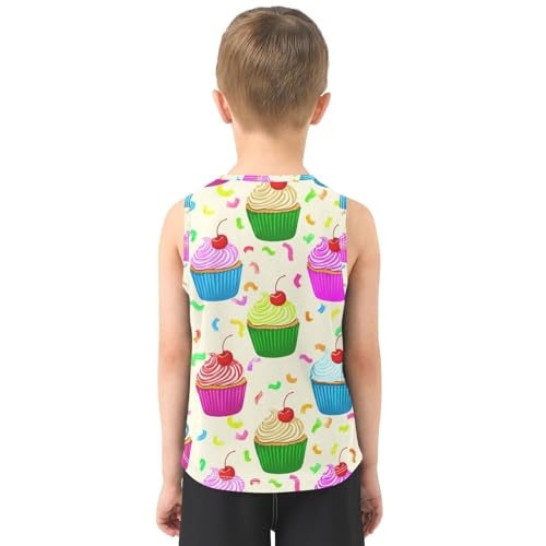 J JOYSAY Cherry Cupcake Confetti Cream Boys Tank Top Sleeveless Muscle Shirts Quick Dry Kids T-Shirts 3-15T3