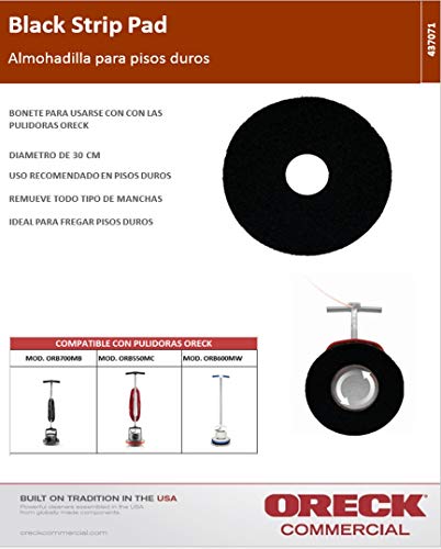 Oreck Commercial - 437.071 437071 Strip Orbiter Pad, 12" Diameter, Black, For ORB550MC Orbiter Floor Machine - Thumbnail 3