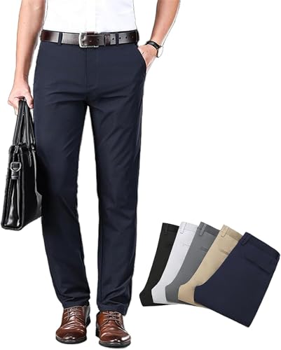 Calormas Mens Timelessflex High Stretch Straight Fit Suit Work Dress Pants