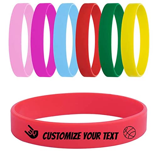 TEMEITE Personalised Silicone Wristbands - Deep Engraved Custom Rubber Bracelets for Men, Women & Kids | Medical Alert ID, Peanut Allergy, Event & Team Bands | Waterproof-Red