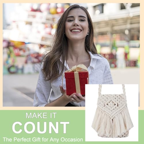 WEBEEDY Kit de bolsa de macramê DIY Easy Boho Macramê com corda de algodão de 3 mm x 70 metros e tut