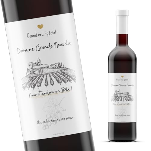 5 Etiquettes bouteille de vin annonce grossesse | Annonce naissance originale | Annonce grossesse grands parents | Cadeau surprise famille amis