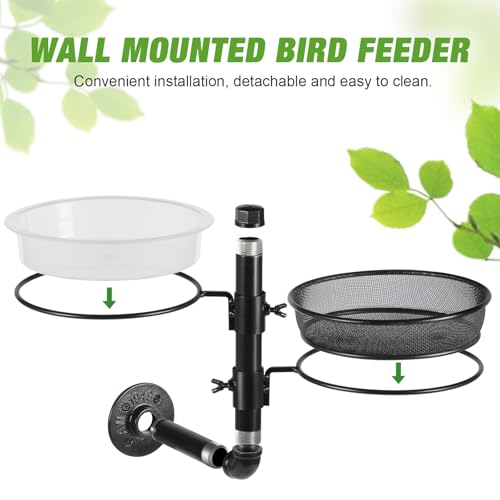 Urban Deco Wall Mounted Bird Feeder Tree Mount Bird Feeder Bird Feeder Bath Detachable Feeder Tray with 2 Water Bowls for Balcony, Yard, and Fence, Tree,Black by Urban Deco - Used condition - Image 7