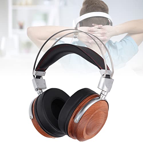 Fone de ouvido com fio, Rosewood Clássico de madeira Fone de ouvido fechado Almofadas macias de orel
