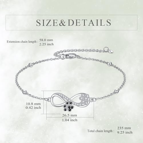 Image of POPLYKE Ladybug /Dragonfly /Bee /Paw Bracelet for Women Sterling SIlver Bracelet /Anklet Jewelry Gift for Women