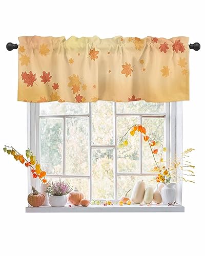 Fall Valance for Windows Maple Leaves Curtains Valances Harvest Thanksgiving