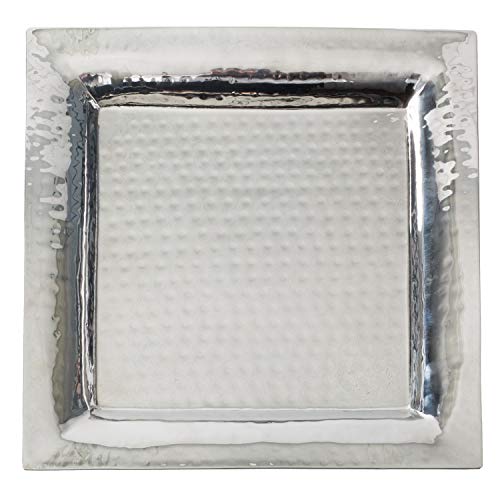 image for Silver Serving Tray - 2 Pack - Large Tray 12 Inch x 12 Inch, Medium Tr
