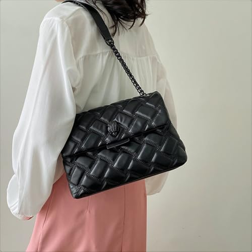 Quilted Crossbody Bags for Women PU Leather Shoulder Bag with Chain Strap Trendy Puffer Clutch Purse Satchel Evening Bag3