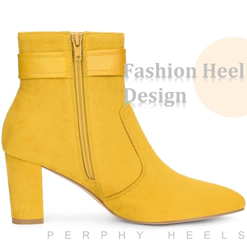 Perphy Buckle Ankle Boot Pointed Toe Chunky Heel Boots for Women4