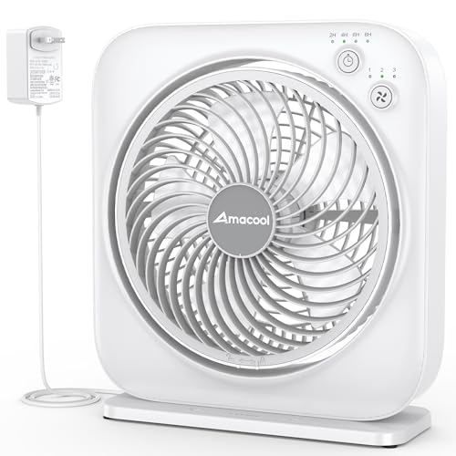 AMACOOL 12" Box Fan with 3 Speeds, 8H Timer, 270° Pivot