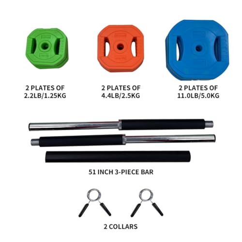 Barbell Weight Set for Lifting, Adjustable Barbell Set for Home Gym, PU Coating