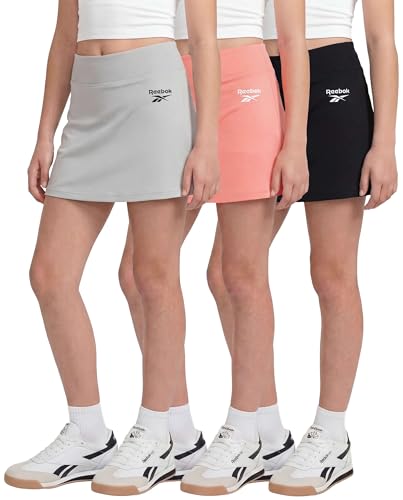 Image of Reebok 3 Pack: Girls Skorts Athletic Dry Fit Tennis Golf Skirt with Built in Shorts Active for Kids Teens Tweens (Sizes 6-16)