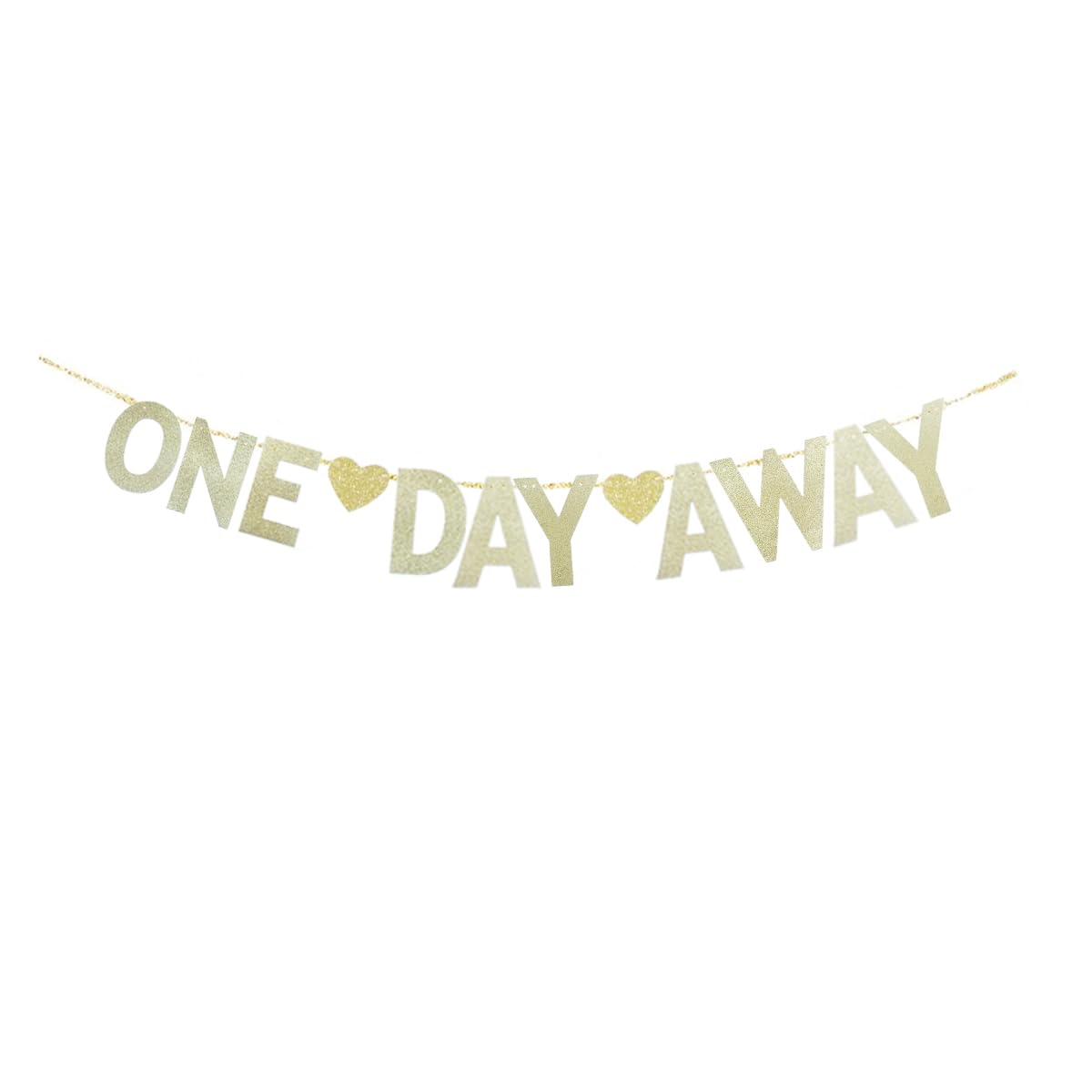 SUBOOCA One Day Away Banner, Gold Glitter Paper Sign For Wedding Rehearsal Party, Rehearsal Dinner/Brunch Party Decors Bunting Garlands