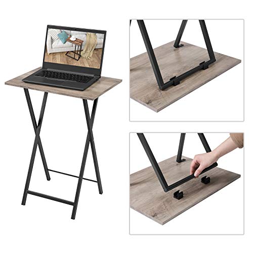 HOOBRO Beistelltisch Klappbar, Kleiner tabletttisch, TV Tray 2er Set, klapptisch Snack Tisch Industriestil, Sofatisch für kleinen Raum… – Ansicht 5