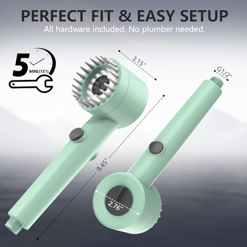 Image of PWERAN Filtered Head Shower, High Pressure Water Flow and Multiple Spray Modes Head Shower for Bath, Power Wash for Hard Water with ON /OFF Switch for Bath (Gray)