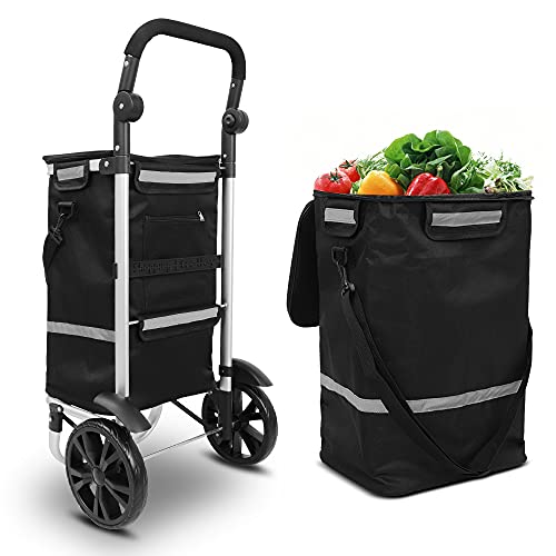 YOLEO Einkaufstrolley 45L, Klappbarer Einkaufswagen mit großen Rädern, Einkaufsroller, Abnehmbare & wasserdichte… – Bild 8