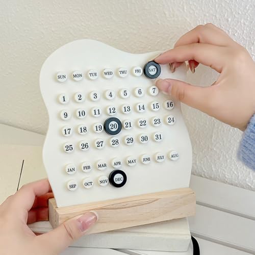 Calendrier perpétuel réutilisable en bois : accessoires de bureau