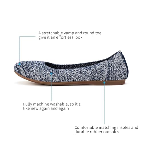 Image of Frank Mully Women's Ballet Flat Shoes Knit Dress Shoes Round Toe Slip On Ballerina Flats for Woman Low Wedge Comfort Soft