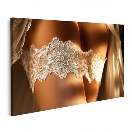 Tableau sur toile jarretière en dentelle pour une déco de chambre romantique