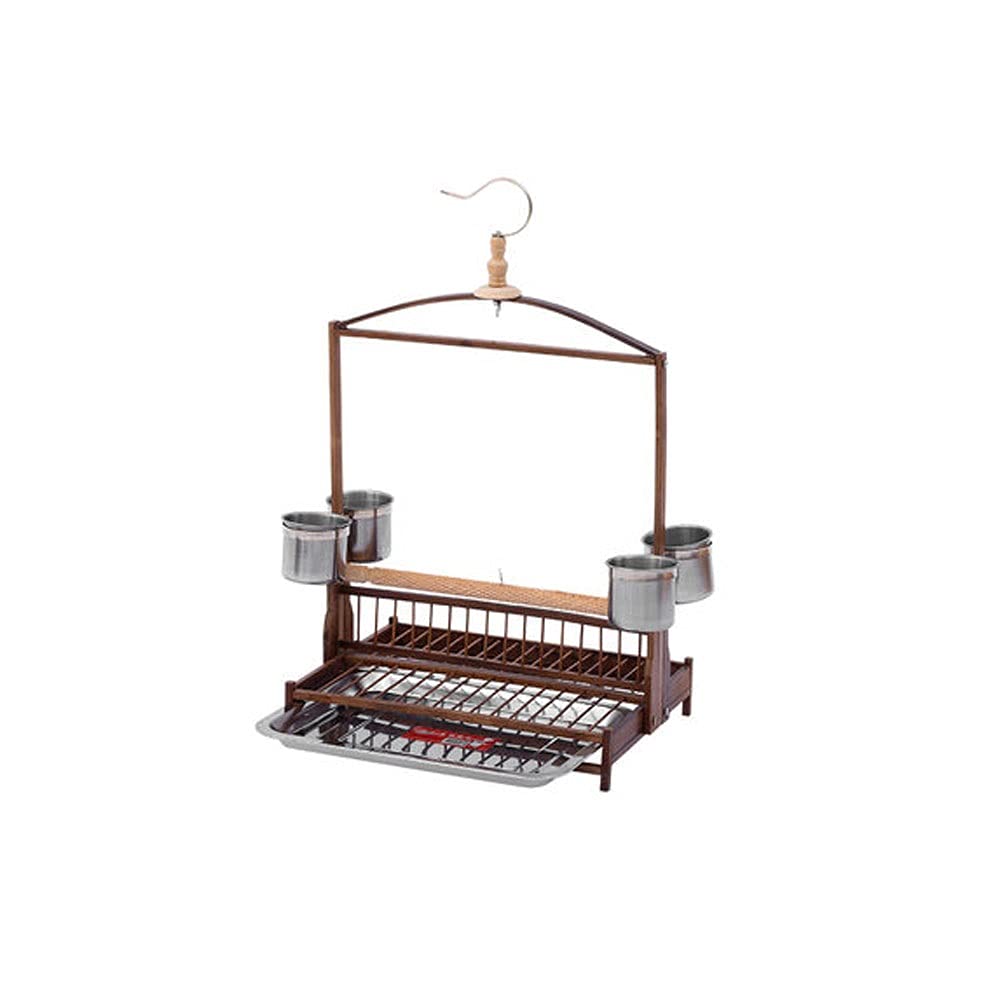 Supporto interattivo per pappagalli, gabbia per uccelli, supporto interattivo con tazza in acciaio inox per cibo e telaio per piccoli pappagalli, accessori per animali domestici (L)