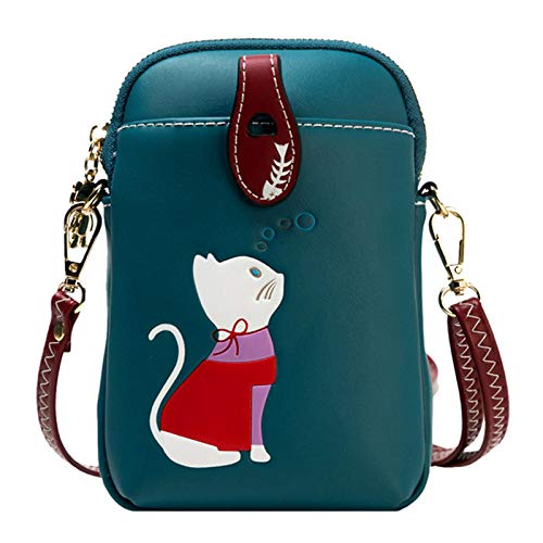 Coopay Petit Sac Bandoulière Téléphone Femme Rétro en PU Cuir avec Motif de Chat,Porte-Monnaie...