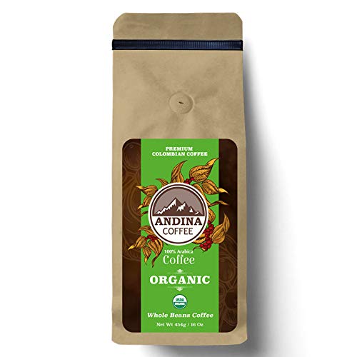 Café en grano orgánico colombiano tueste medio 1 lb