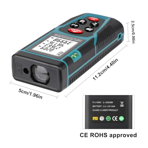 XRCLIF Ferramenta de Medição A Laser 131 Pés, Fita Métrica A Laser Digital com Níveis de Bolha, Fita