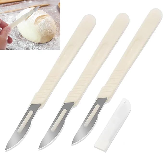 Luxiremi 3 Pcs Bread Lame,Bread Tools Portable Sourdough Bread Lame Dough Scoring Tool Bread Cutter with Graduated Ruler Cake Cutting Tools Sharp Tools for Bread Making (6.06in×0.55in)
