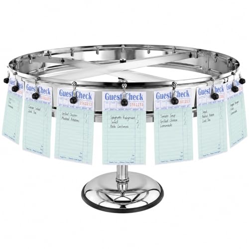 New Star Foodservice Stainless Steel Order Wheel Ticket Holder, 20-Clip Restaurant Check Spinner with 23 Inch Wheel and 10 Inch Chrome Weighted Base